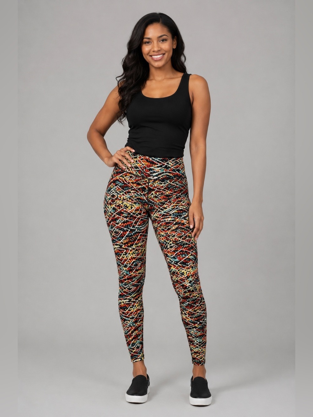 LuLaRoe Curvy Multicolor Geometric Print Leggings One Size S-M Soft Stretch